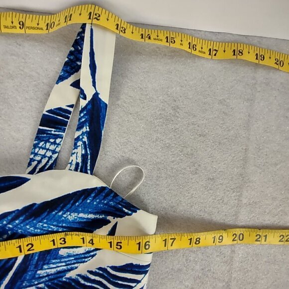 Jones New York Blue Palm Leaf Empire Waist Sweetheart Neck Shift Dress Size 10 - Picture 9 of 12